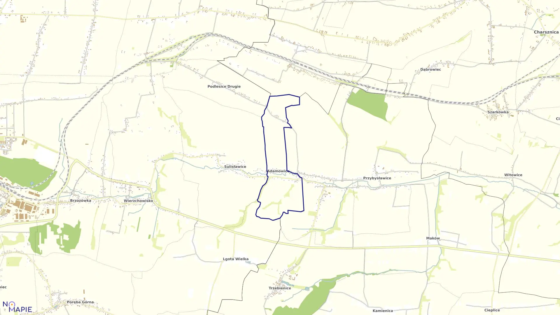 Mapa obrębu ADAMOWICE w gminie Gołcza