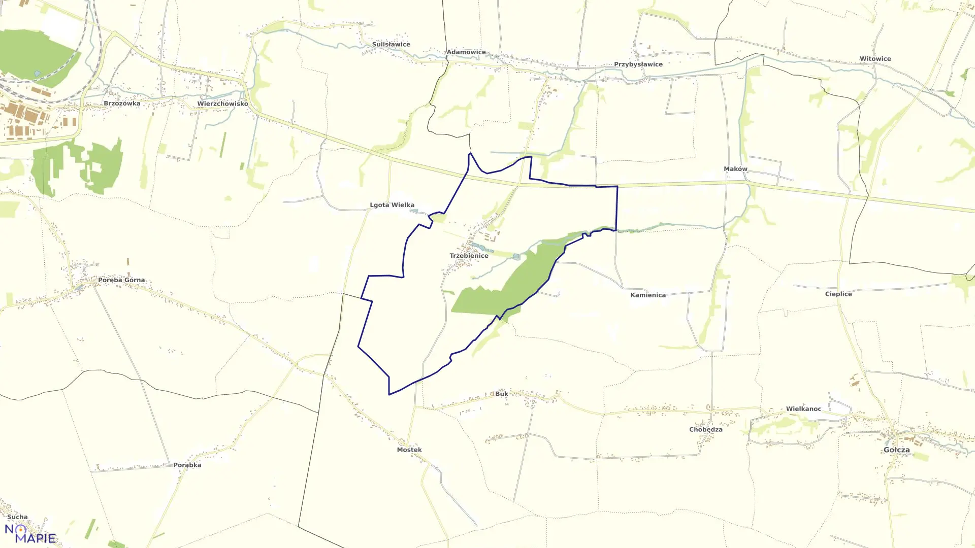 Mapa obrębu TRZEBIENICE w gminie Gołcza